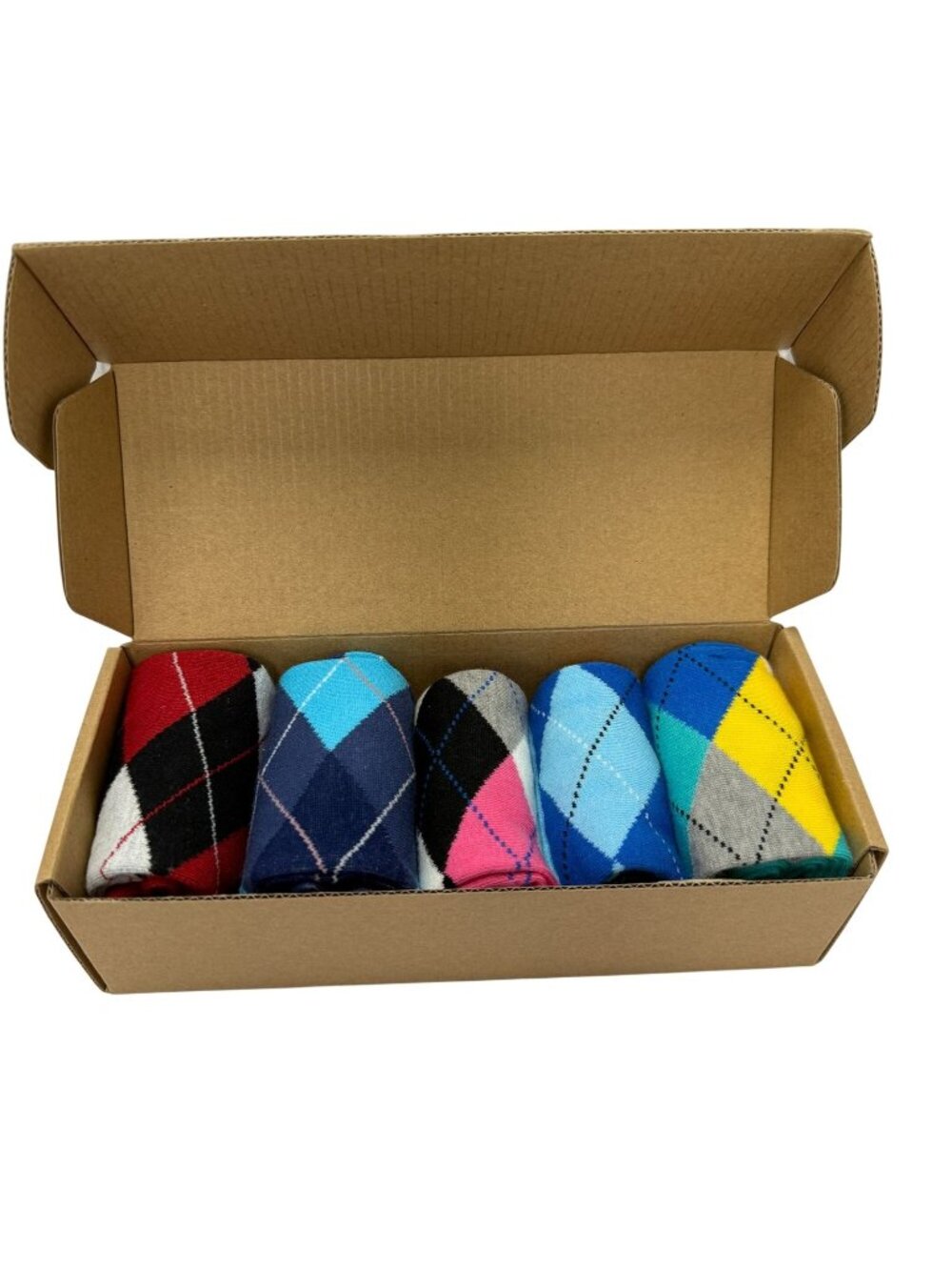 Modern Motif Argyle Theme Collection 2 Men's Socks Size US 8-12 NIB 5 Pair
